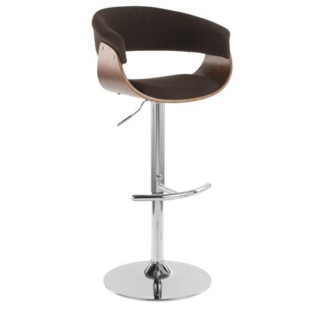 LUMISOURCE Vintage Mod Adjustable Swivel Barstool in Walnut and Espresso Fabric BS-JY-VMO WL+E